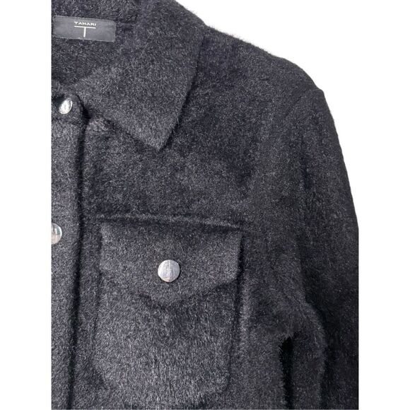 Tahari Women’s Small Faux Fur Jacket Black Comfort Soft Whimsigoth Chic NEW - Picture 2 of 6